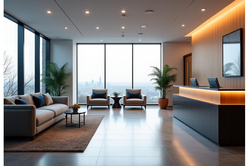 Modern and professional office interior of Citadel Solicitors, featuring sleek design, natural light, and comfortable seating areas.